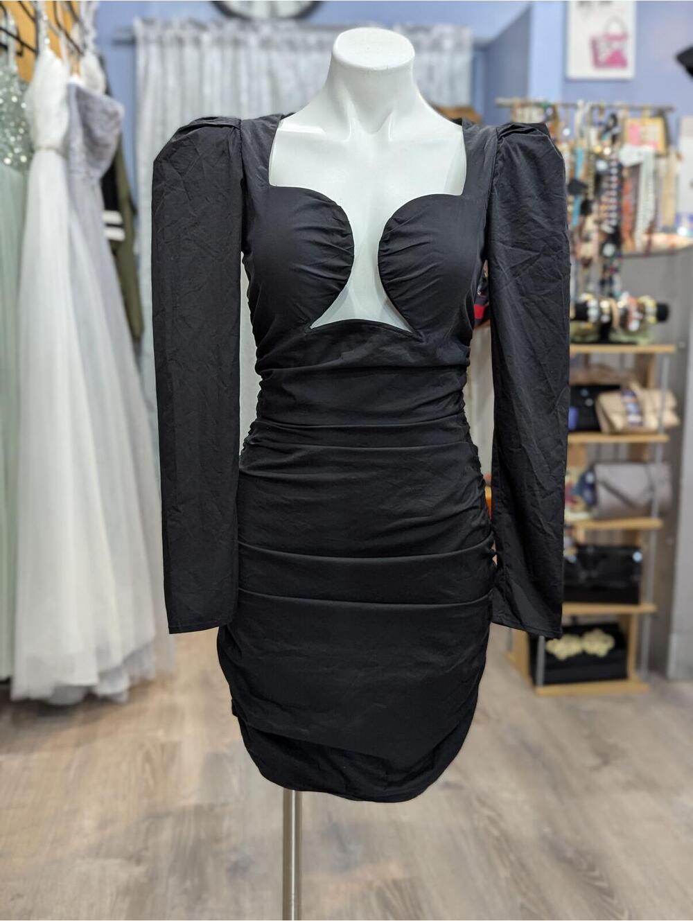Akira Julita Ruched Puff Sleeve Mini Dress